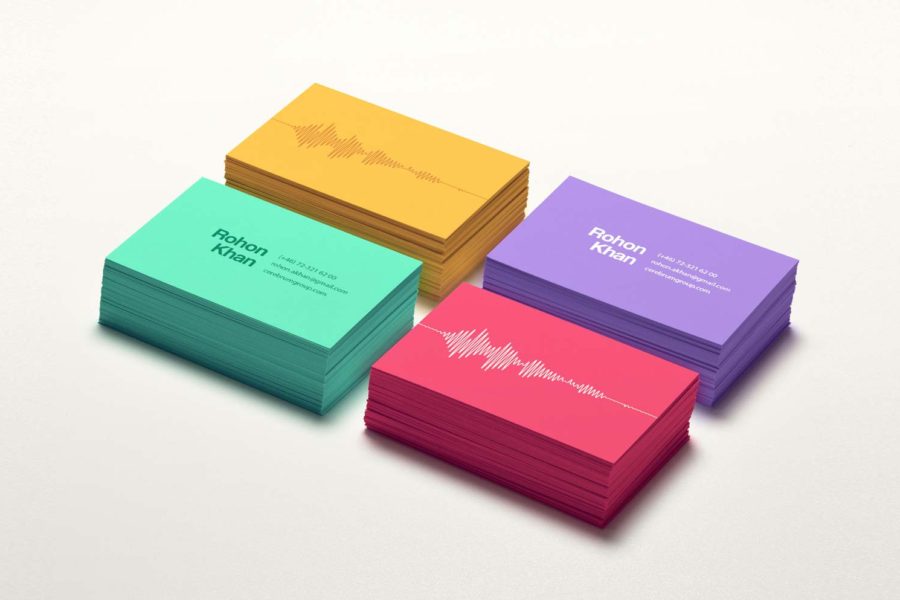 grafisk design av visitkort i flera färger